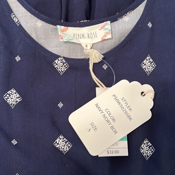 Pink Rose NWT Navy Print Dress with Pockets. Sz S. - Picture 4 of 4